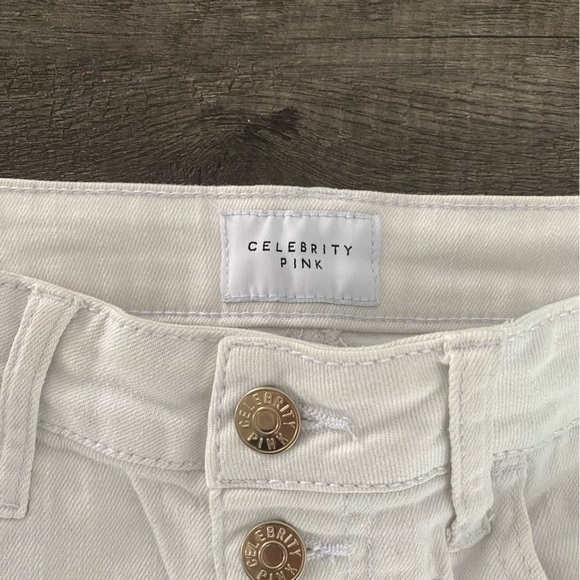 CELEBRITY Pink White High Waisted Short Shorts in size 26 • US 3 - Picture 3 of 7